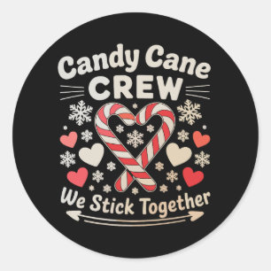 Candy Cane Crew Herz Feiertags passende Familien W Runder Aufkleber