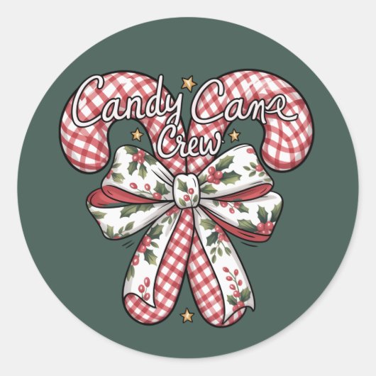 Candy Cane Crew Preppy Christmas Holiday Runder Aufkleber (Vorderseite)