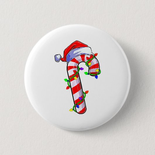 Candy Cane Crew Santa Lover Family Christmas Light Button (Vorderseite)