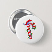 Candy Cane Crew Santa Lover Family Christmas Light Button (Vorne & Hinten)