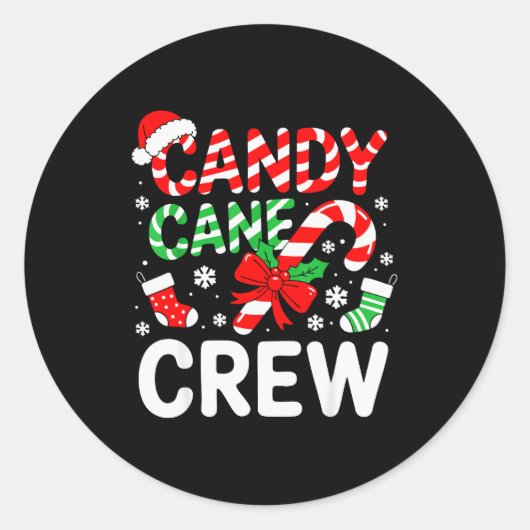 Candy Cane Crew Shirt Adult Men Women Kids Christm Runder Aufkleber (Vorderseite)
