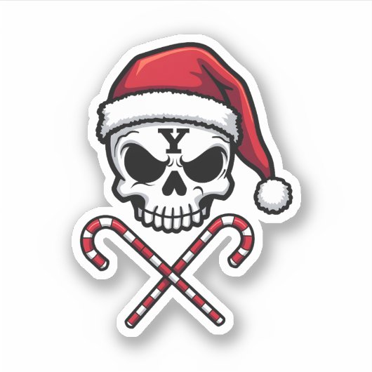 Candy Cane Crew Skull Christmas 2025 Funny Men Boy Aufkleber (Vorderseite)