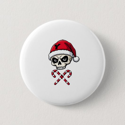 Candy Cane Crew Skull Christmas 2025 Funny Men Boy Button (Vorderseite)