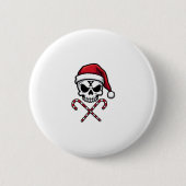 Candy Cane Crew Skull Christmas 2025 Funny Men Boy Button (Vorderseite)
