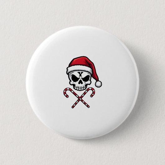 Candy Cane Crew Skull Christmas 2025 Funny Men Boy Button (Vorderseite)