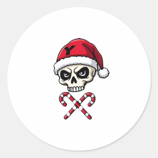 Candy Cane Crew Skull Christmas 2025 Funny Men Boy Runder Aufkleber (Vorderseite)
