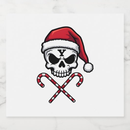 Candy Cane Crew Skull Christmas 2025 Funny Men Boy Schaumweinetikett (Einzelnes Label)