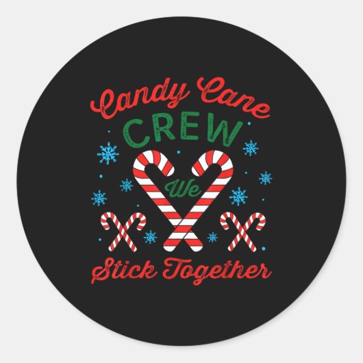 Candy Cane Crew We Stick Together Christmas Costum Runder Aufkleber (Vorderseite)