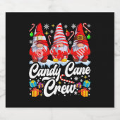 Candy Cane Crew Weihnachts Candy Lover Gnome Schaumweinetikett (Einzelnes Label)