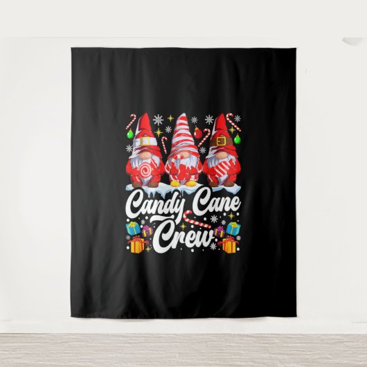 Candy Cane Crew Weihnachts Candy Lover Gnome Wandteppich (Vorderseite)