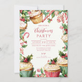 Candy Cane Cupcake Weihnachten Einladung (Vorderseite)