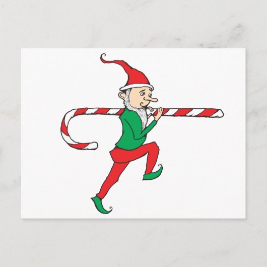 Candy Cane Diief Gnome Postkarte (Vorderseite)