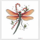 Candy Cane Dragonfly Aufkleber (Blatt)
