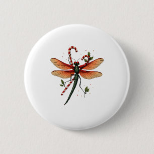 Candy Cane Dragonfly Button