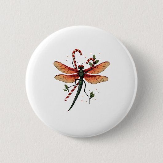 Candy Cane Dragonfly Button (Vorderseite)
