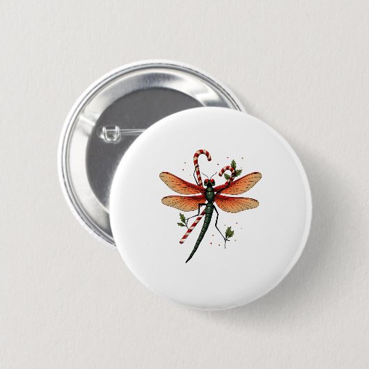 Candy Cane Dragonfly Button (Vorne & Hinten)