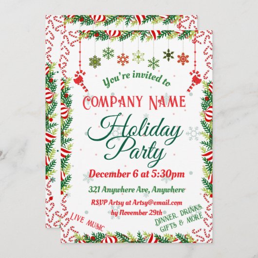 Candy Cane Drehung Einladung (Vorne/Hinten)