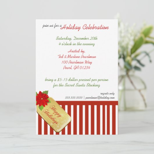Candy Cane Einladung zur Feiertage (Stehend Vorderseite)