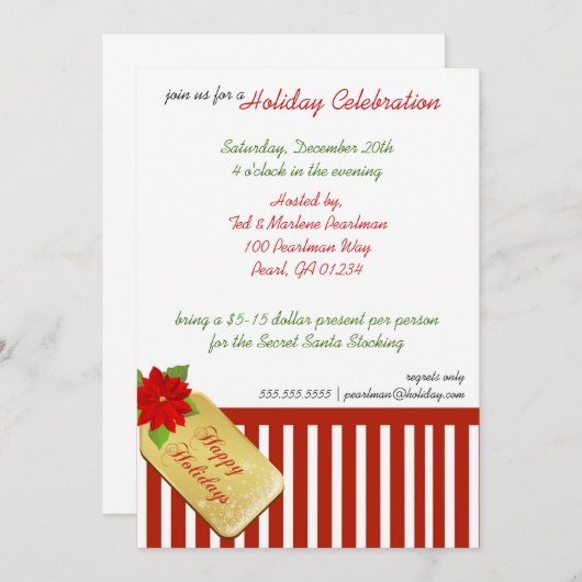 Candy Cane Einladung zur Feiertage (Vorne/Hinten)