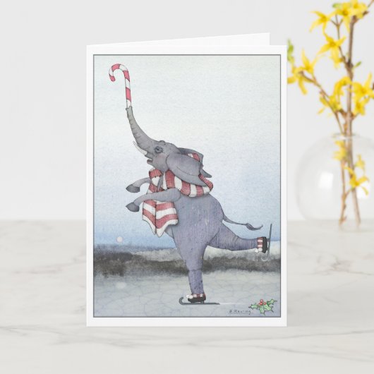 Candy Cane Elephant Karte (Gelbe Blume)