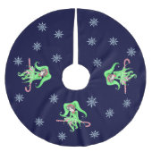 Candy Cane Elf Christmas Tree Skirt Polyester Weihnachtsbaumdecke (Vorderseite)