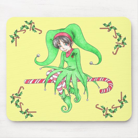 Candy Cane Elf Holiday Mousepad (Vorne)