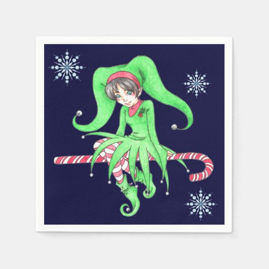 Candy Cane Elf Paper Napkins Serviette (Vorderseite)