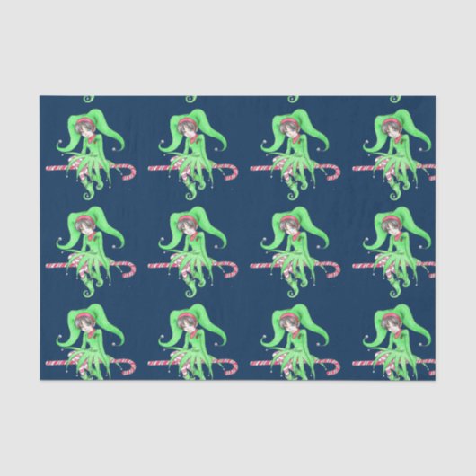 Candy Cane Elf Tissue Paper Seidenpapier (Vorderseite)