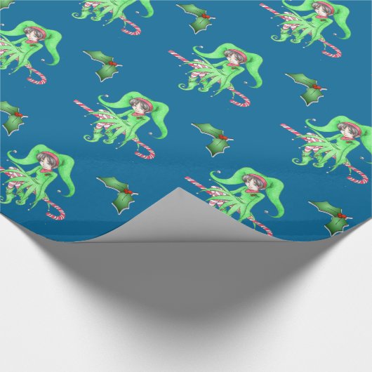 Candy Cane Elf Wrapping Paper Geschenkpapier (Ecke)