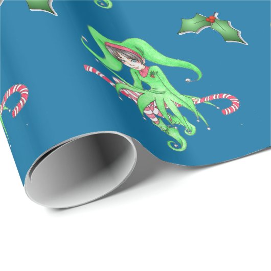 Candy Cane Elf Wrapping Paper Geschenkpapier (Rolleneckpunkt)