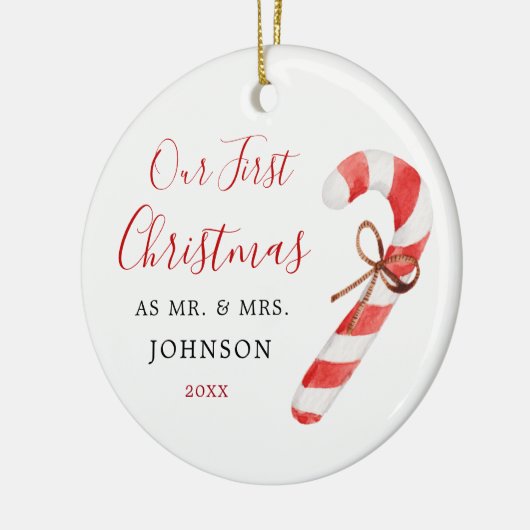 Candy Cane erste Weihnachten als Herr und Frau New Keramik Ornament (Links)