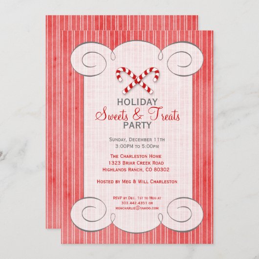 Candy Cane Feiertag Einladung (Vorne/Hinten)