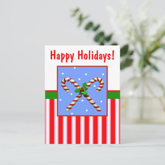 Candy Cane Feiertagspostkarte (Stehend Vorderseite)
