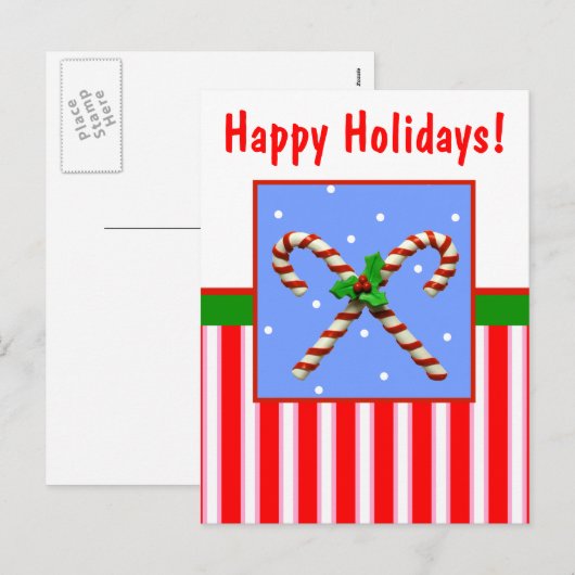 Candy Cane Feiertagspostkarte (Vorne/Hinten)