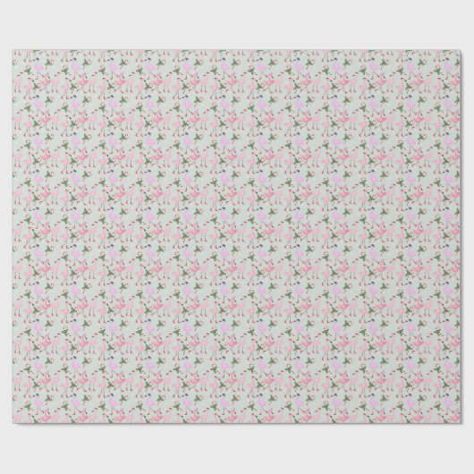 Candy Cane Flamingos Wrapping Paper Geschenkpapier (Flach)