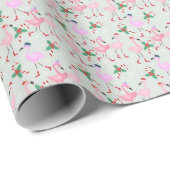 Candy Cane Flamingos Wrapping Paper Geschenkpapier (Rolleneckpunkt)