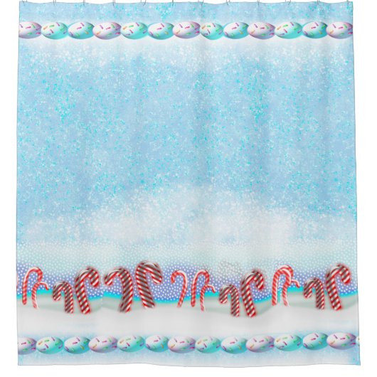 Candy Cane Forest mit Schnee Duschvorhang (Vorderseite)
