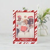 Candy Cane Foto Feiertagskarte (Stehend Vorderseite)