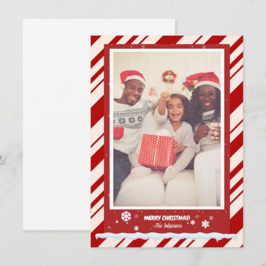 Candy Cane Foto Feiertagskarte (Vorne/Hinten)