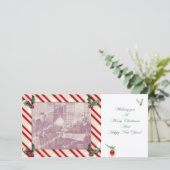 Candy Cane Frame Christmas Fotocard Feiertagskarte (Stehend Vorderseite)
