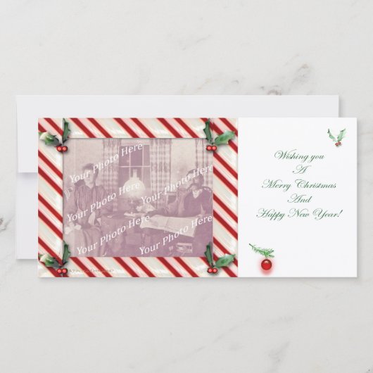 Candy Cane Frame Christmas Fotocard Feiertagskarte (Vorderseite)