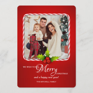 Candy Cane Frame Foto Holiday Card Einladung