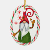 Candy Cane Frame Funny Gnome Keramik Ornament (Vorne)