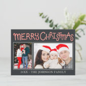 Candy Cane Frohe Weihnachten 2 Foto-Karte (Stehend Vorderseite)