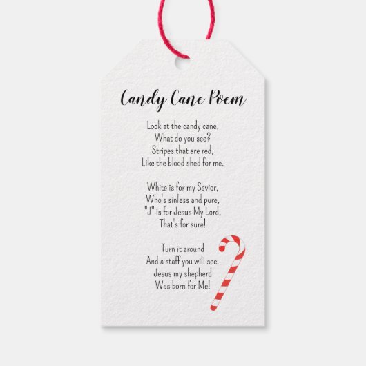 Candy Cane Gedicht Klassische Geschenketags Geschenkanhänger (Rückseite)