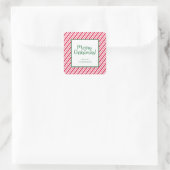 Candy Cane gestreift Quadratischer Aufkleber (Tasche)
