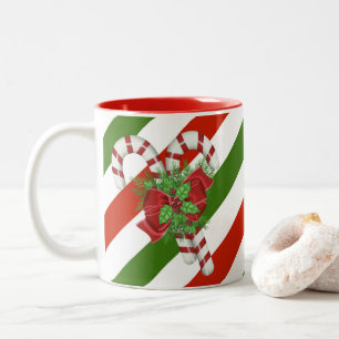 Candy Cane gestreift Weihnachten Zwei-Tone-Kaffee- Zweifarbige Tasse