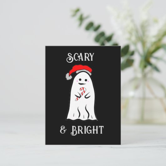 Candy Cane Ghost Postkarte (Stehend Vorderseite)
