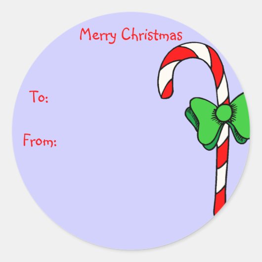 Candy Cane Gift Labels Runder Aufkleber (Vorderseite)
