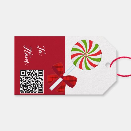 Candy Cane Gift Tag Geschenkanhänger (Vorderseite (Horizontal))
